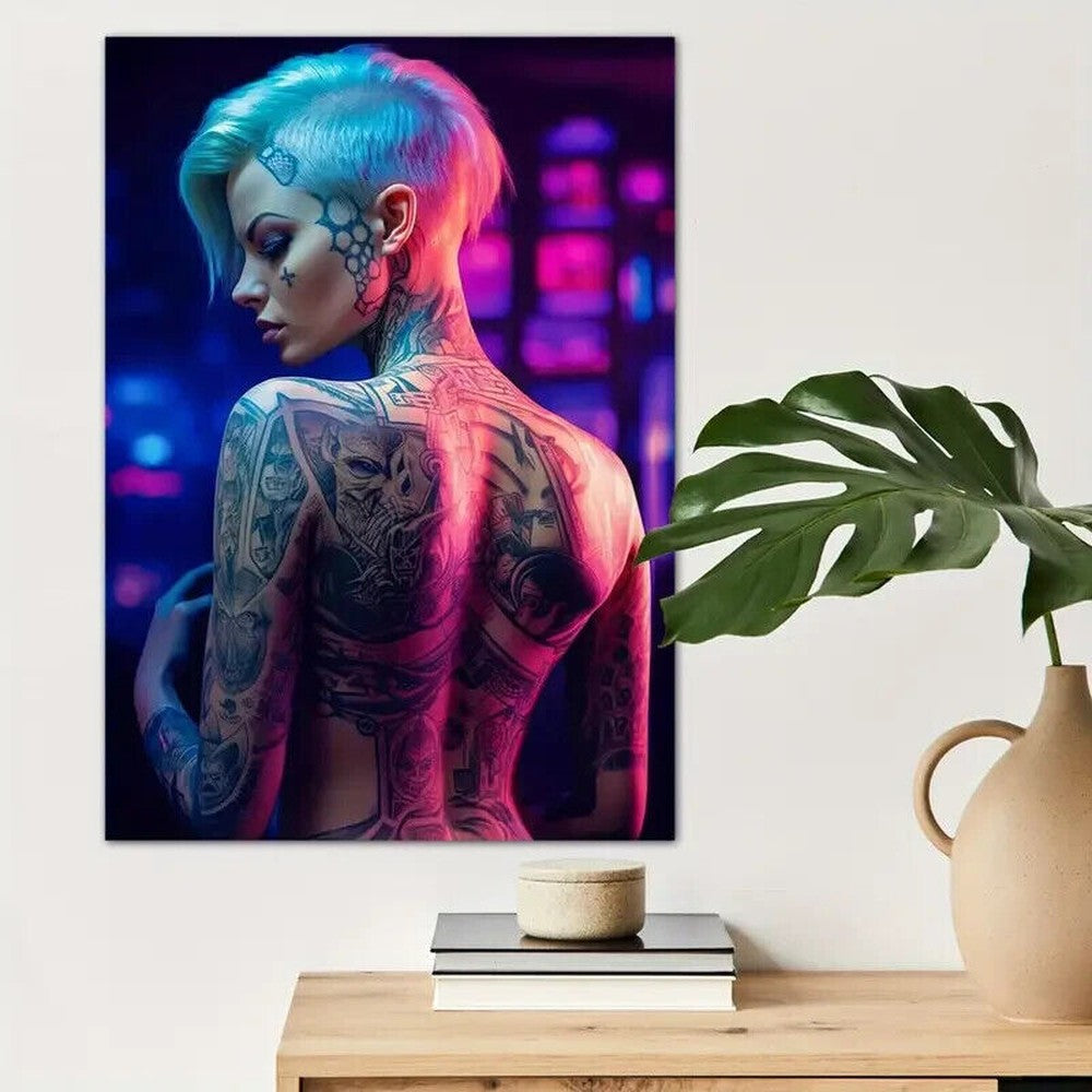 Stunning Topless Girl with Tattoos Canvas Art Print 16" x 24" Wall Art Home & Garden:Home Décor:Posters & Prints Style Your Walls